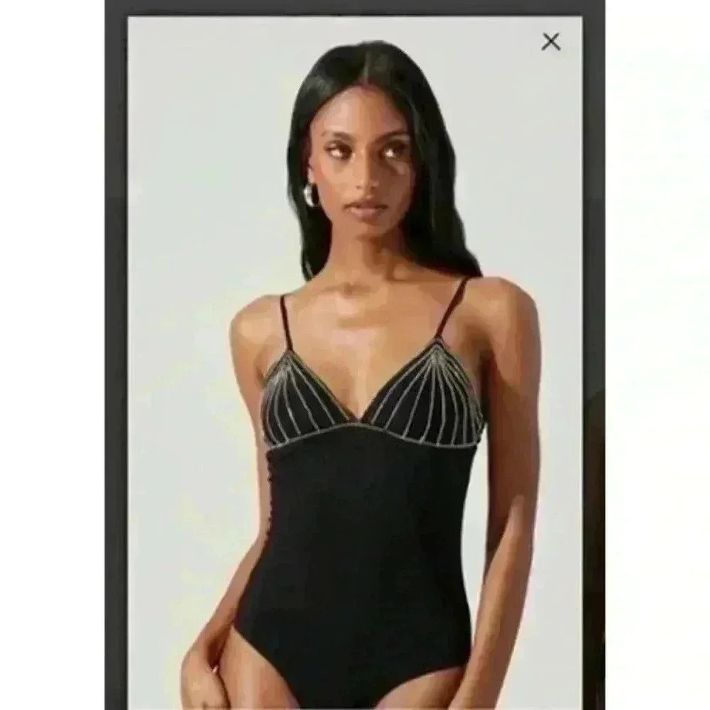 ASTR The Label Maggie Embellished Bodysuit, Size L
